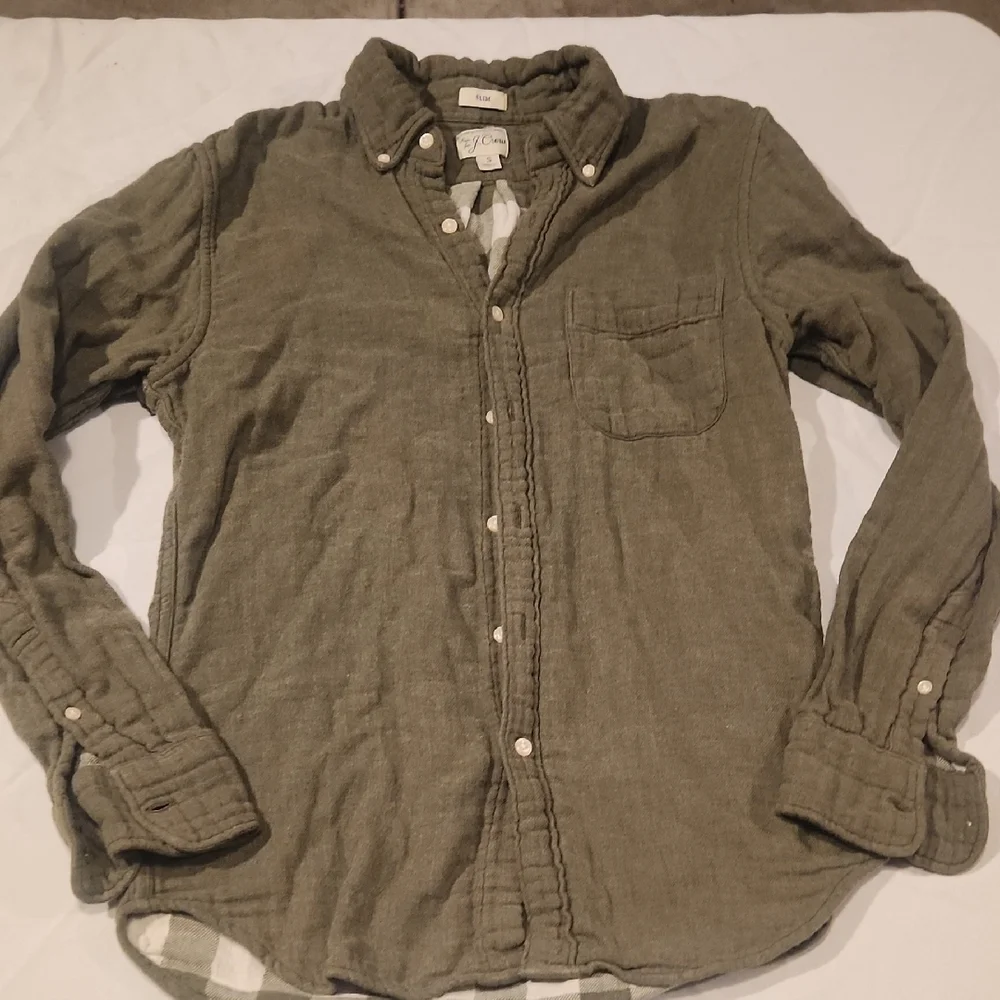 J. Crew Olive Green Casual Button Down Shirt